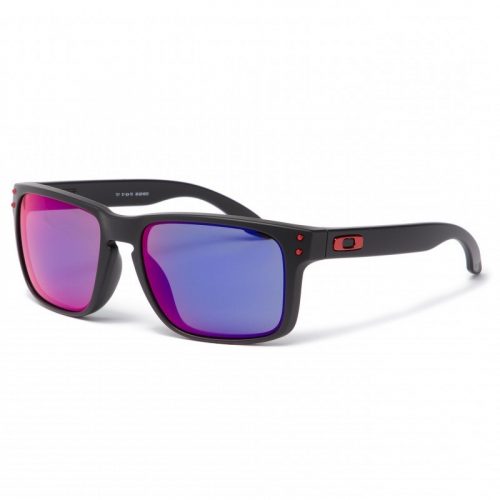 OAKLEY HOLBROOK FRAME-MATTE BLACK LENS-POSITIVE RED IRIDIUM