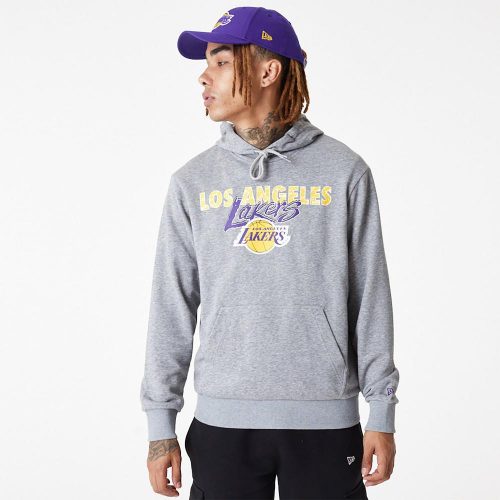 NEW ERA PULOVER TEAM SCRIPT HOODY LOS ANGELES LAKERS GREY M