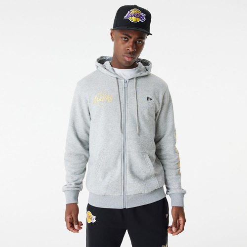 NEW ERA PULOVER TEAM SCRIPT FZ HOODY LOS ANGELES LAKERS GREY M