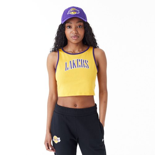 New Era NBA Team Wordmark Los Angeles Lakers Womens Crop Tank Top Yellow L