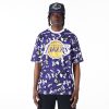 New Era NBA Team All Over Print Mesh Los Angeles Lakers Oversized T-Shirt Purple L