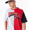 New Era NBA Half Pinstripe Chicago Bulls Oversized T-Shirt Red L