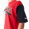 New Era NBA Half Pinstripe Chicago Bulls Oversized T-Shirt Red L