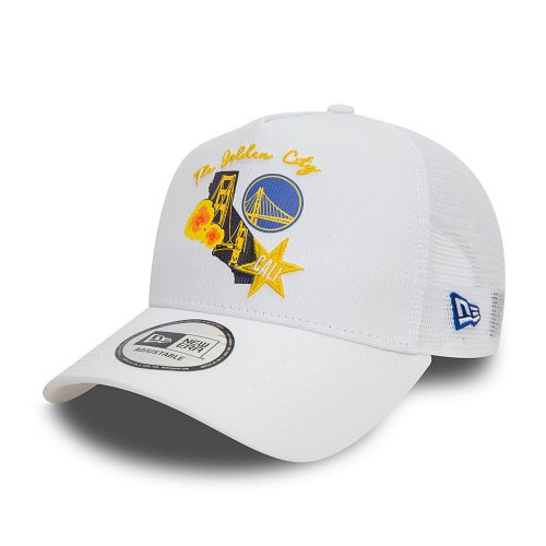 New Era NBA Team Logo Golden State Warriors A-Frame Trucker Cap White ONE