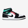 AIR JORDAN 1 MID SE  WHITE/HOT PUNCH-BLACK-NEPTUNE GREEN