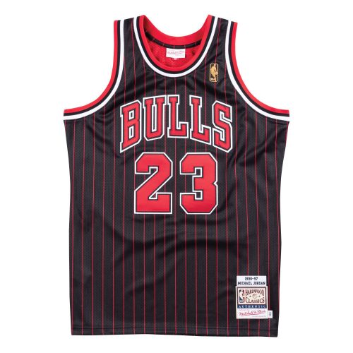 MITCHELL & NESS NBA CHICAGO BULLS 1996 MICHAEL JORDAN #23 AUTHENTIC JERSEY BLACK PINSTRIPE