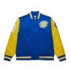 Mitchell & Ness NBA Primetime Heavyweight Satin Jacket Vintage Logo Golden State Warriors Royal