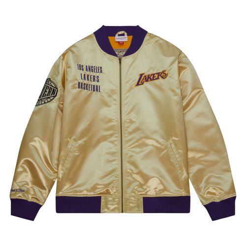 MITCHELL & NESS NBA TEAM OG 2.0 LIGHTWEIGHT SATIN JACKET VINTAGE LOGO LOS ANGELES LAKERS