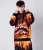 SPRAYGROUND SHARK ON FIRE HOODIE CHECKERED ORANGE/BROWN