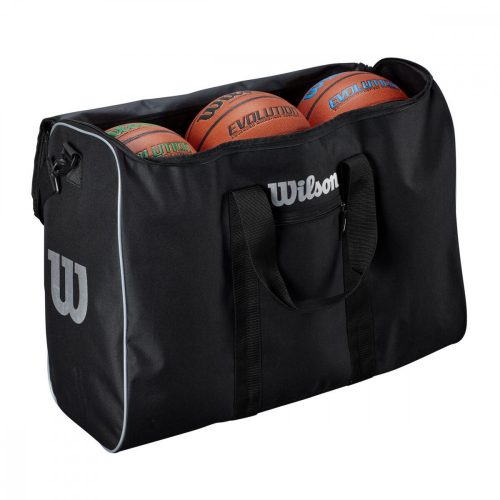 WILSON 6 BALL TRAVEL BSKT BAG BLACK/SILVER